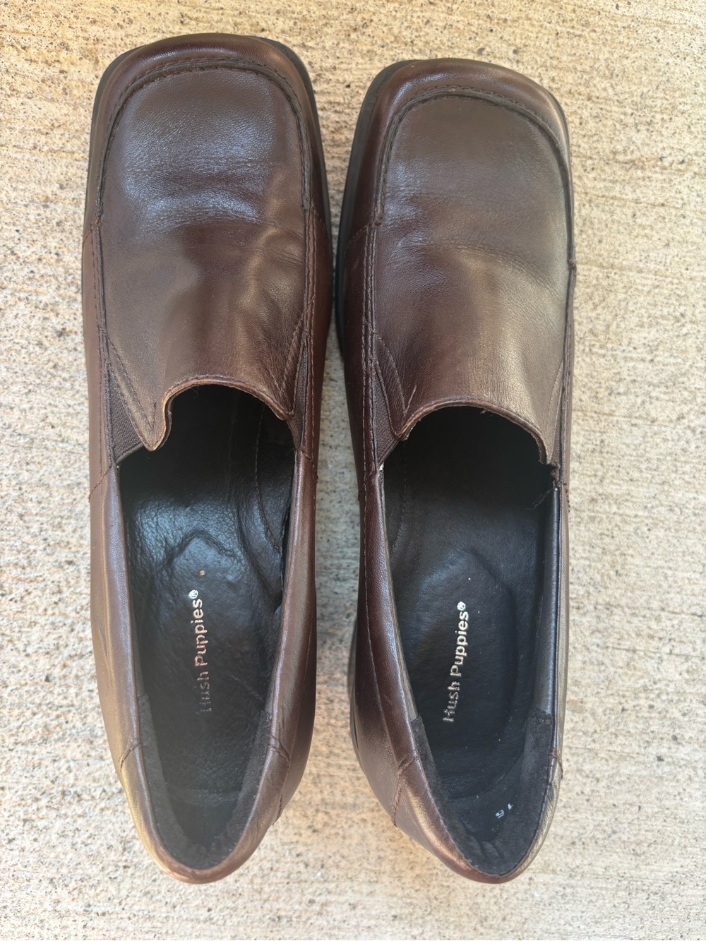 Hush Puppies Women’s Square Toe Chocolate Brown Leather Slip-On Loafers